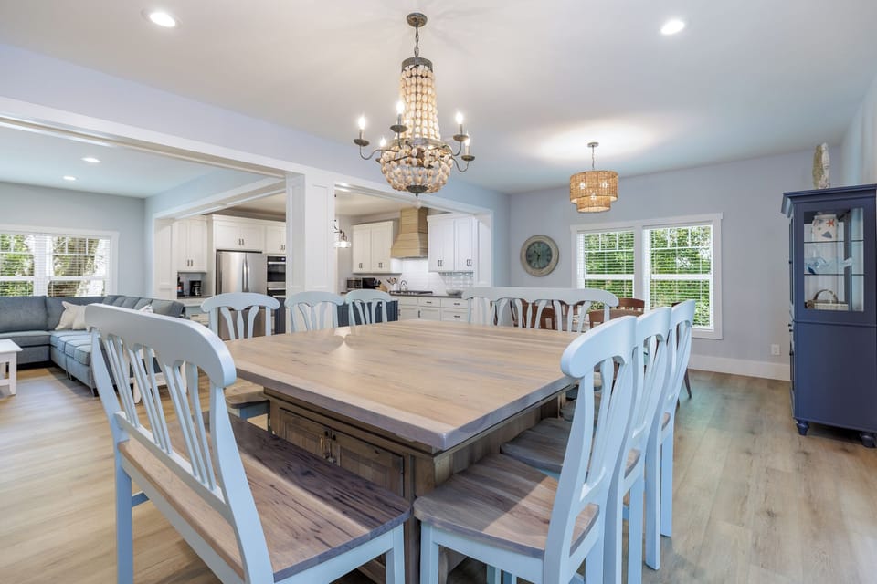 Large dining area with seats for all guests.