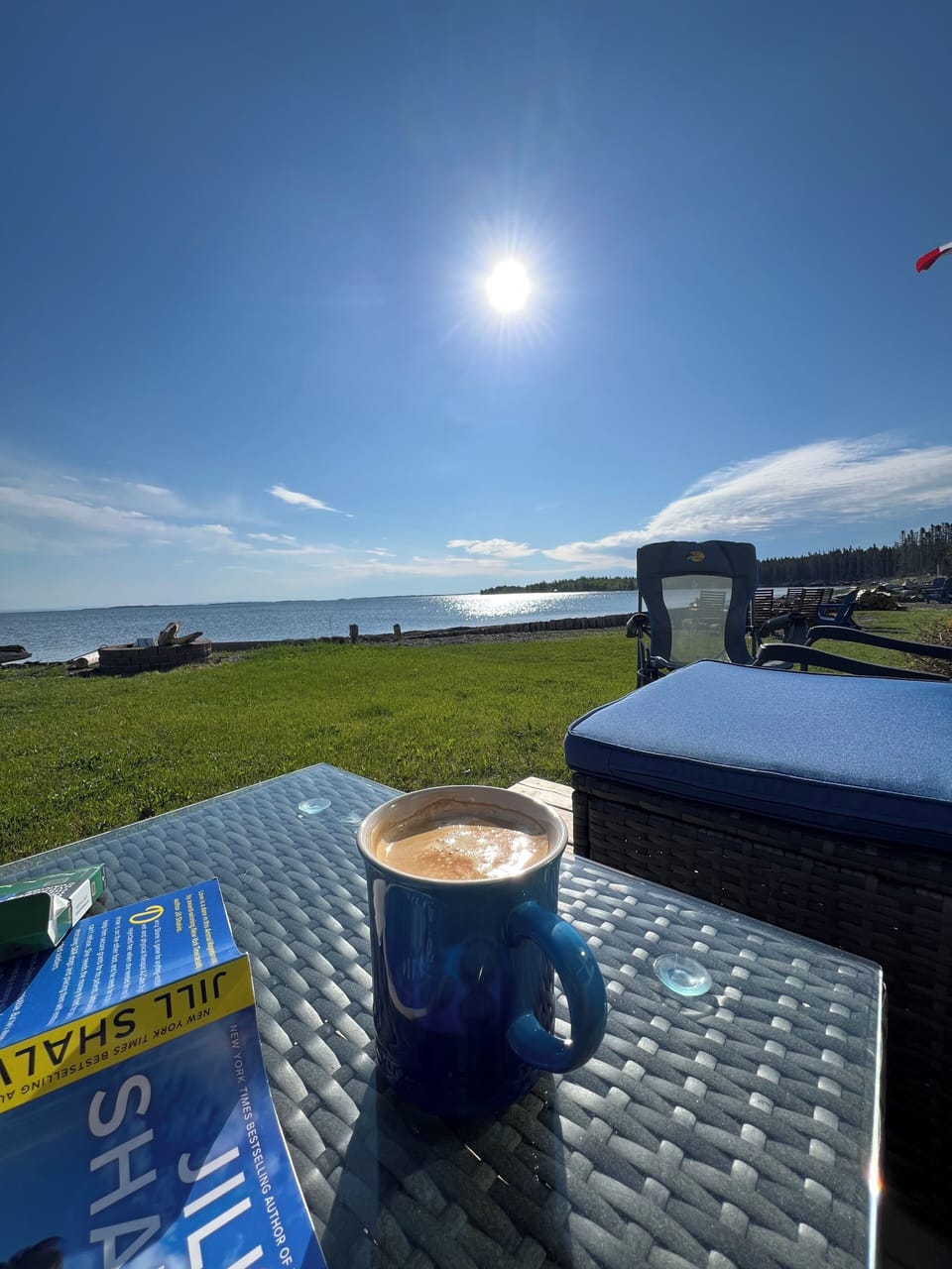 Coffee and a book on the back deck!