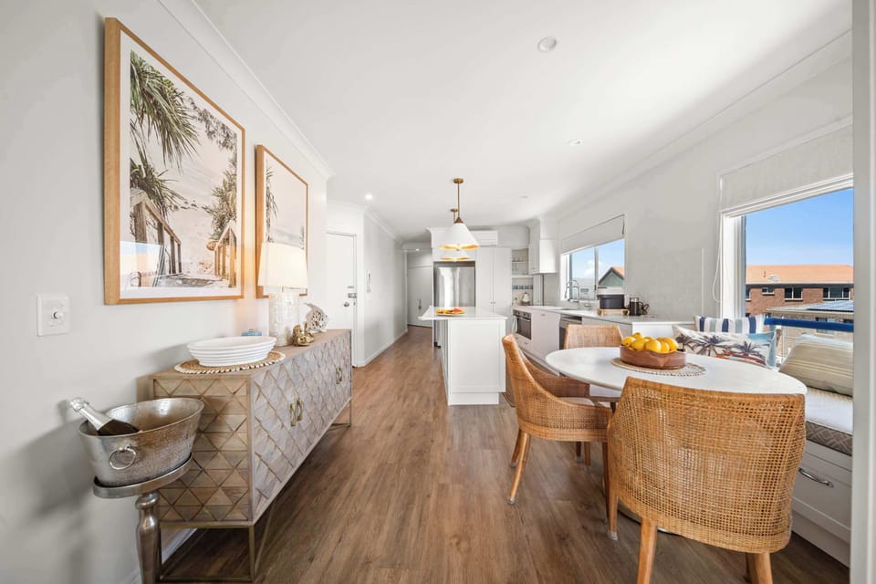 Light filled open plan living with coastal styling