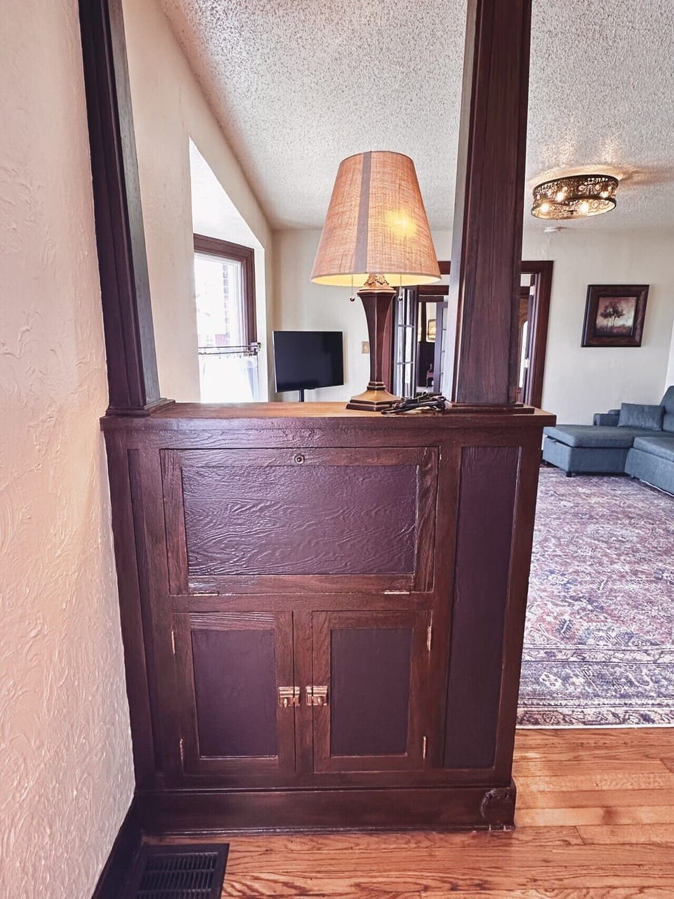 Mulberry House - Bedroom Vanity and Living Room View