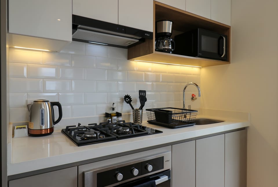 Fully equipped kitchen with modern appliances