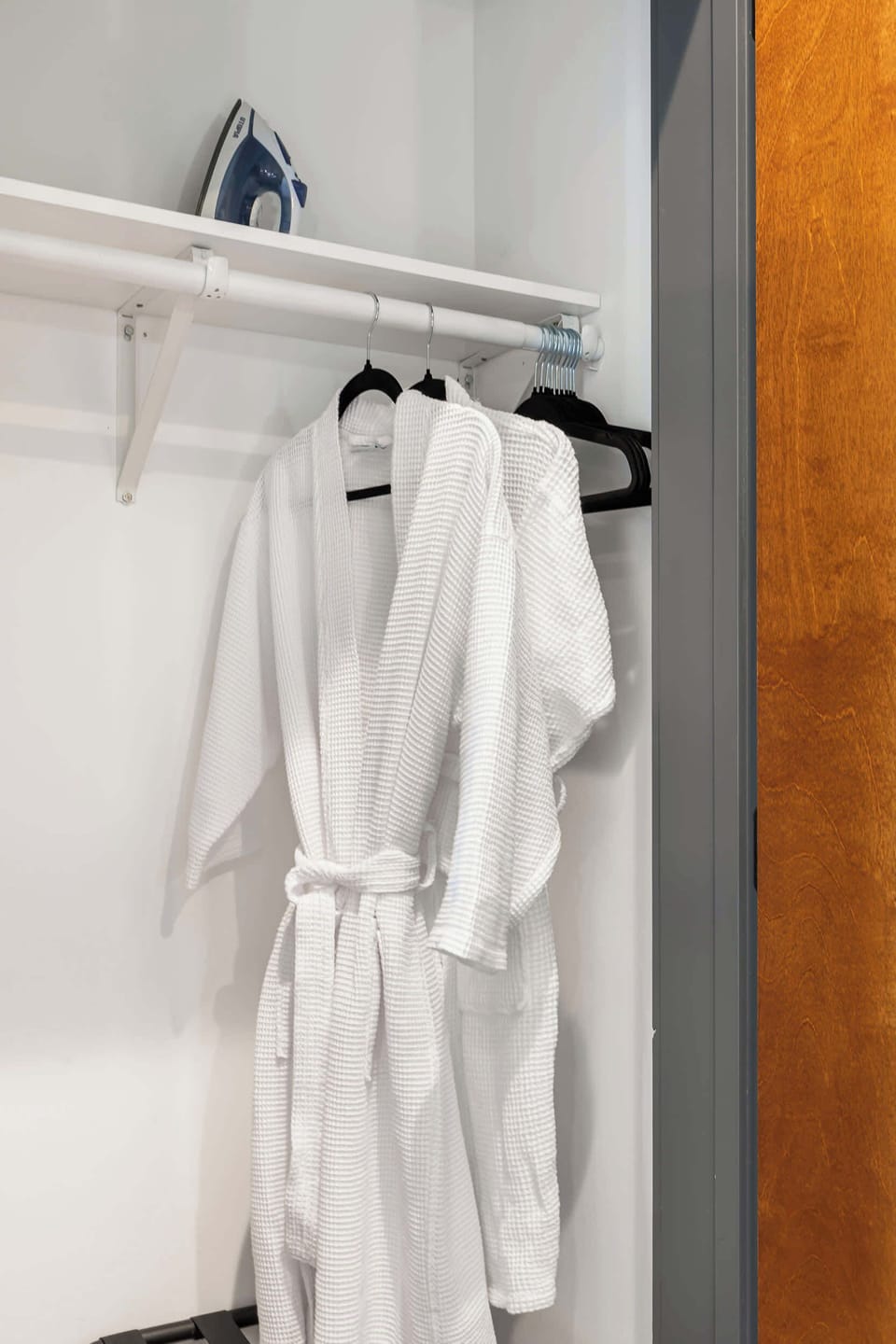 Spacious wardrobe for easy storage and a clutter-free stay.