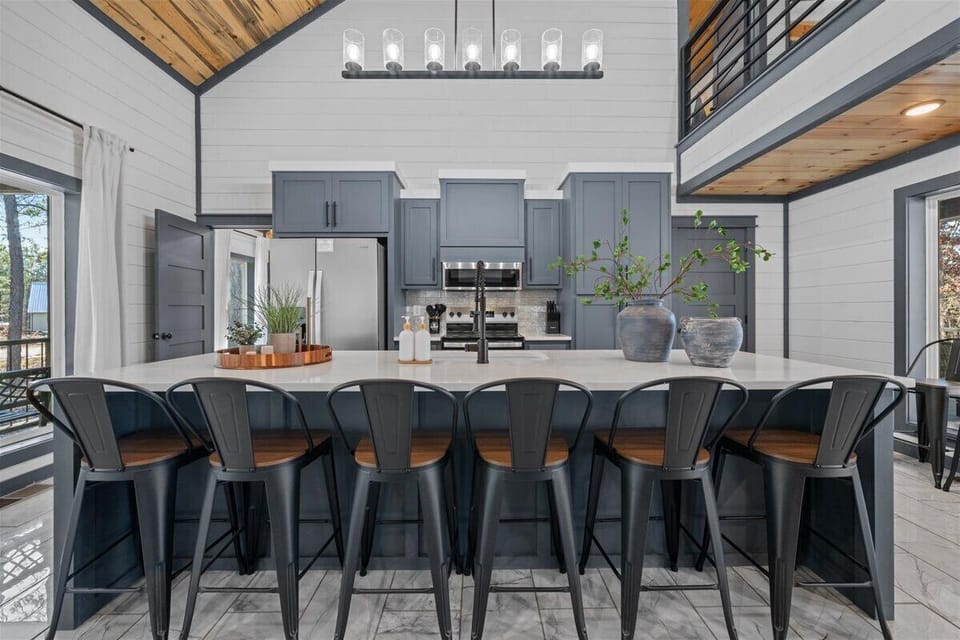 Kitchen island with bar seating—perfect for breakfast, lunch, or dinner together