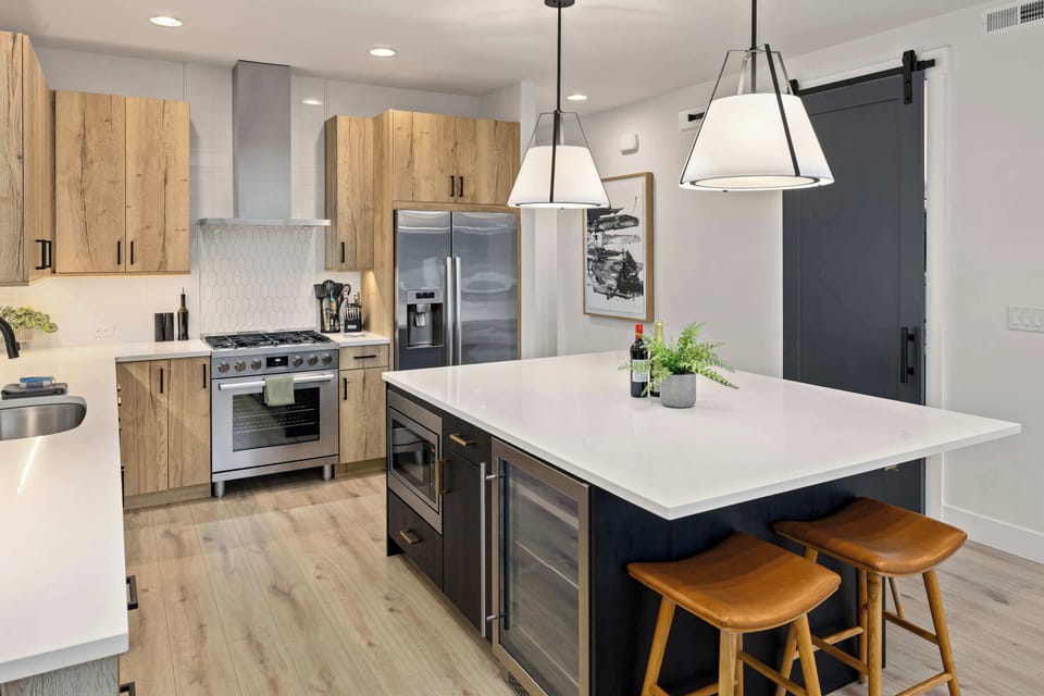 Large island with seating — perfect for casual meals or entertaining while cooking