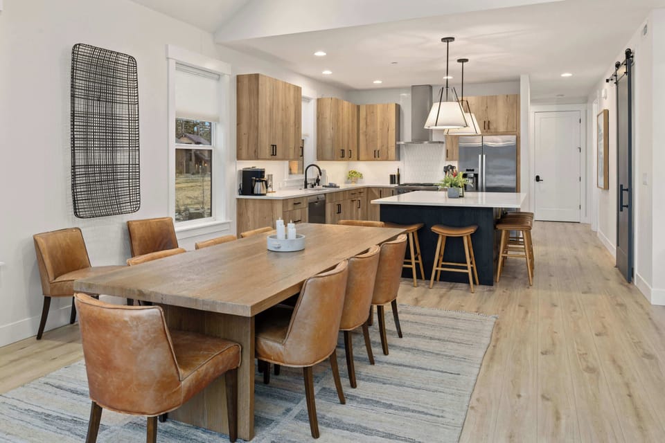 Open dining and kitchen space designed for shared meals and easy conversation.