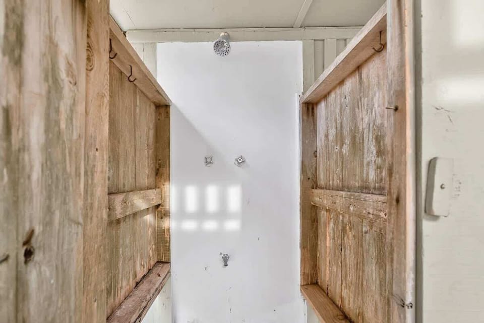 Outdoor shower for rinsing off after beach days