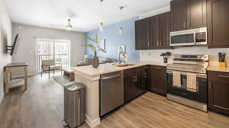 Apartment (1 Bedroom) | Private kitchen | Coffee/tea maker, fridge, microwave, oven