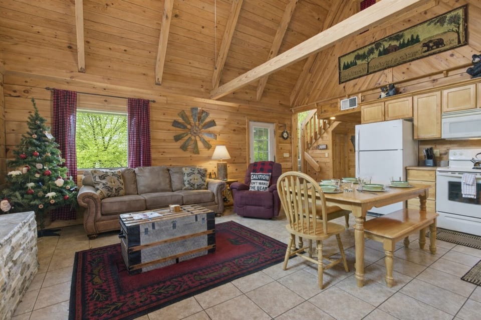 Open Floor Plan with a Cozy Living Area and Fully Equipped Kitchen