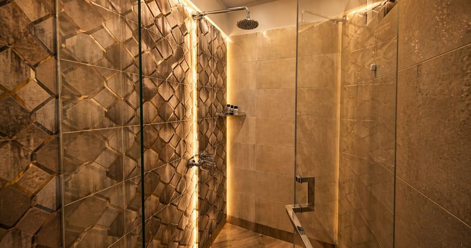 Shower, free toiletries, hair dryer, slippers