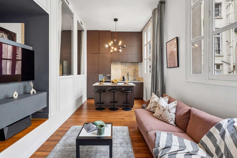 The open-plan living, kitchen and dining area