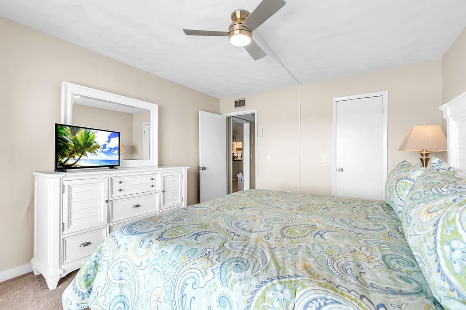Master Bedroom with King Bed and TV