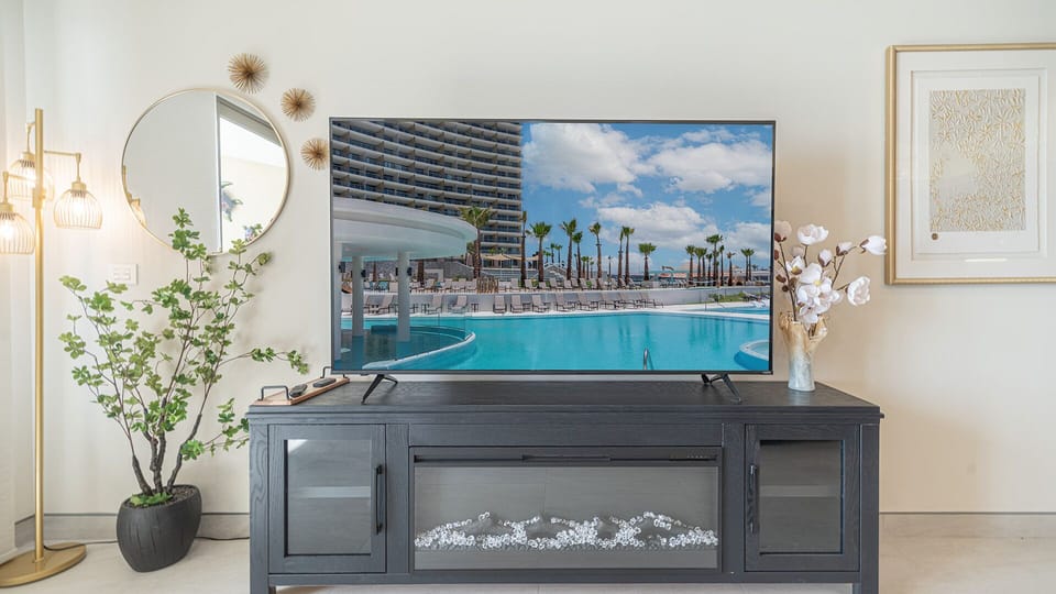 TV and electric fireplace