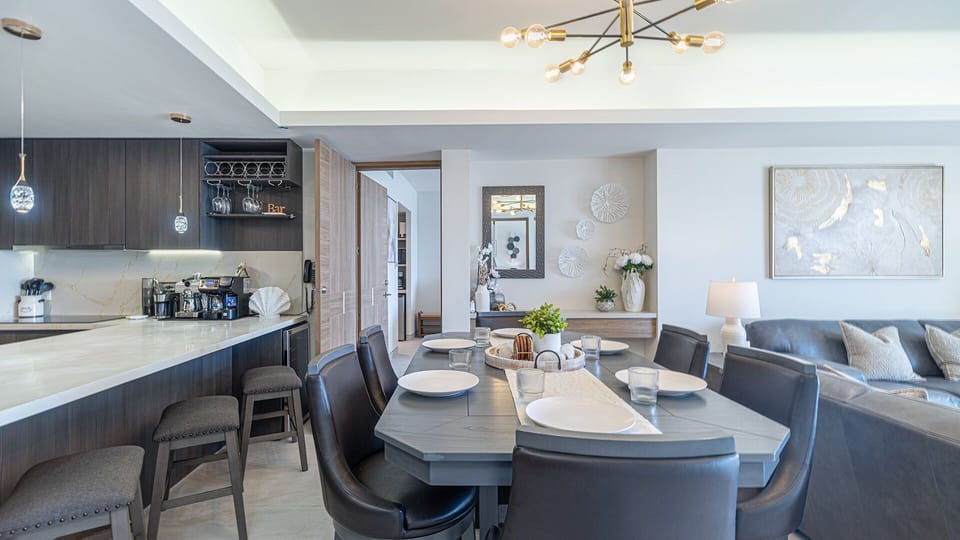 Large dining table seats six
