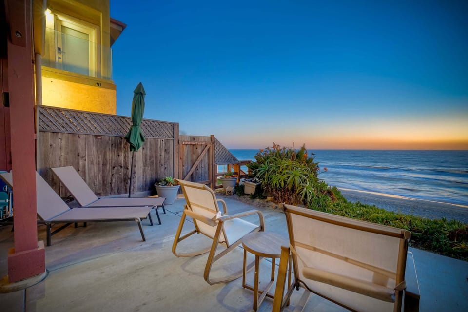 Oceanfront patio perfect for sunset relaxation