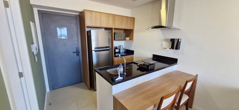 Apartment | Private kitchen | Fridge, microwave, stovetop, blender