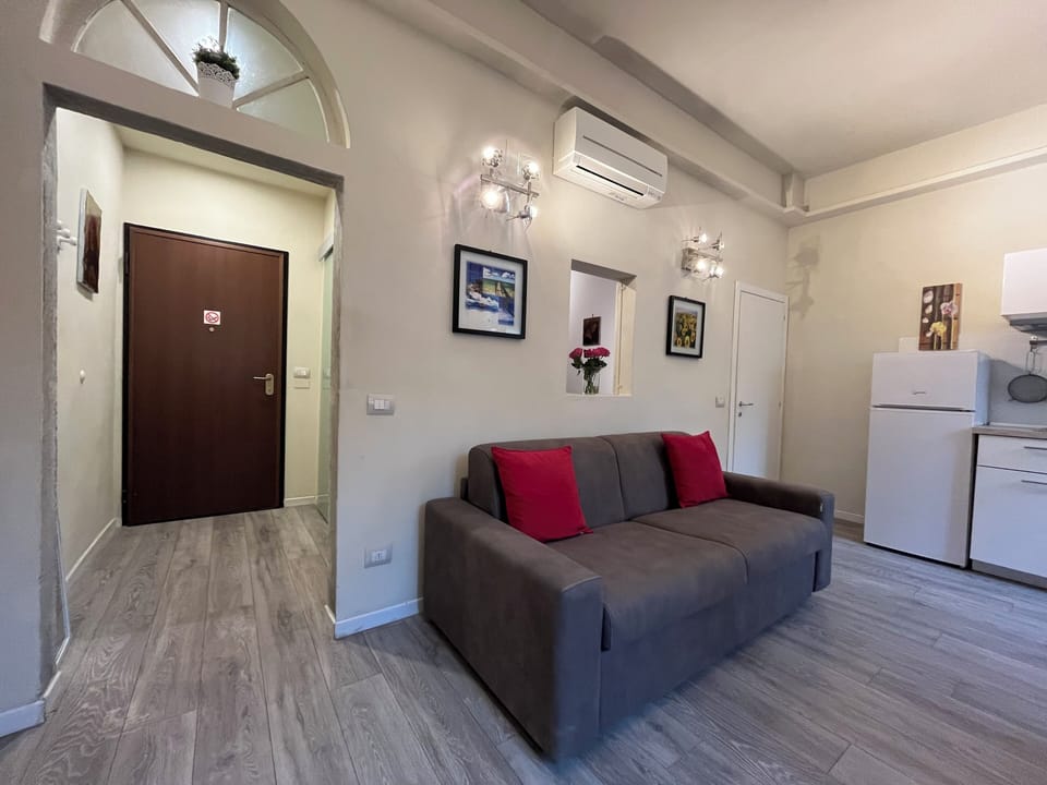 Living area with double bed, sofa-sleeper.