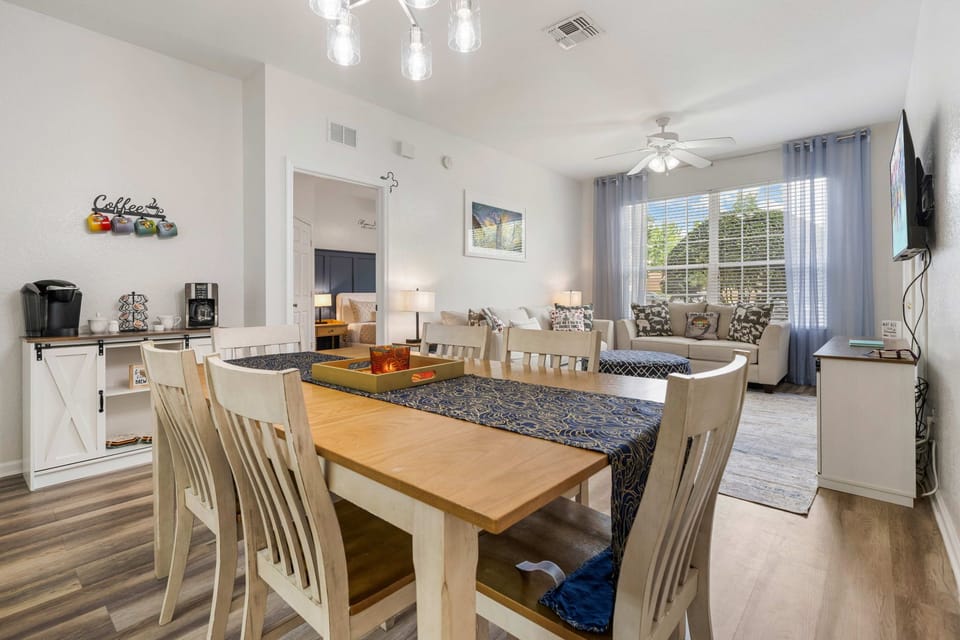 Dining area with seating for group meals and gatherings