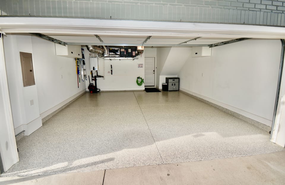 2 car standard attached garage - fits up to @18'3" length vehicles