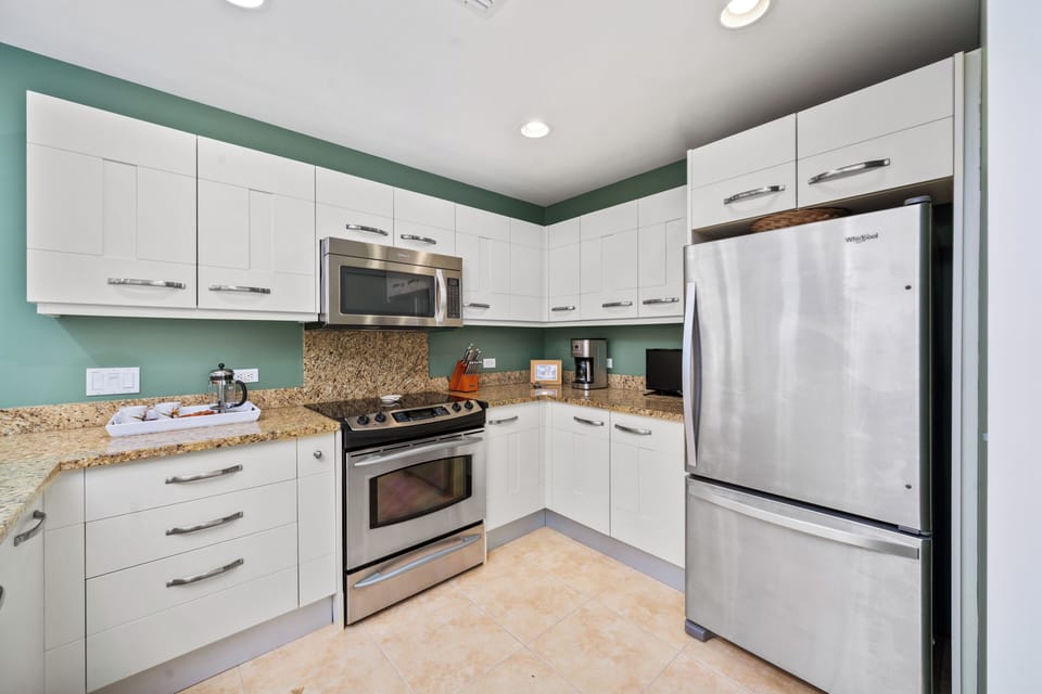 Kitchen has all of the necessary appliances.
