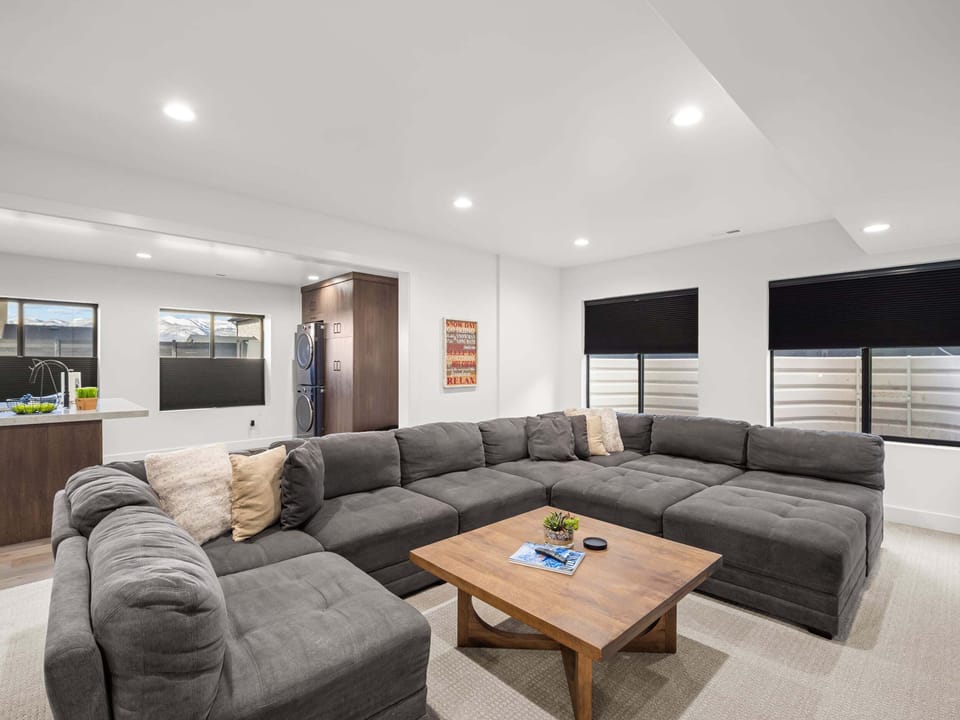 Sink into a massive sectional couch while you watch the game, or a movie