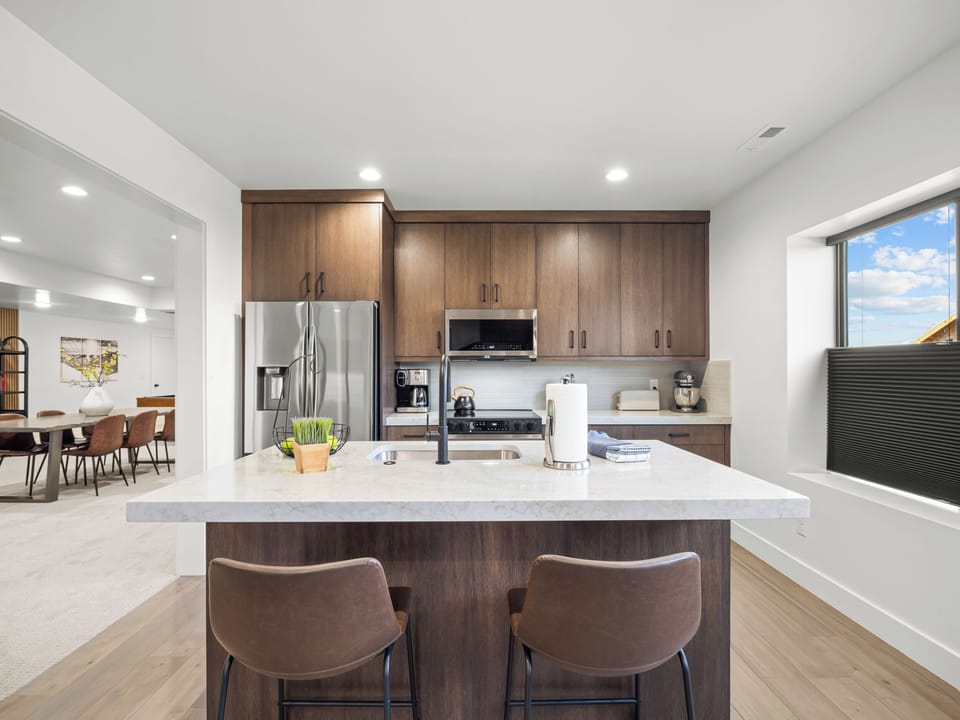 A brand new fully appointed kitchen with island and all of the amenities you could ask for.