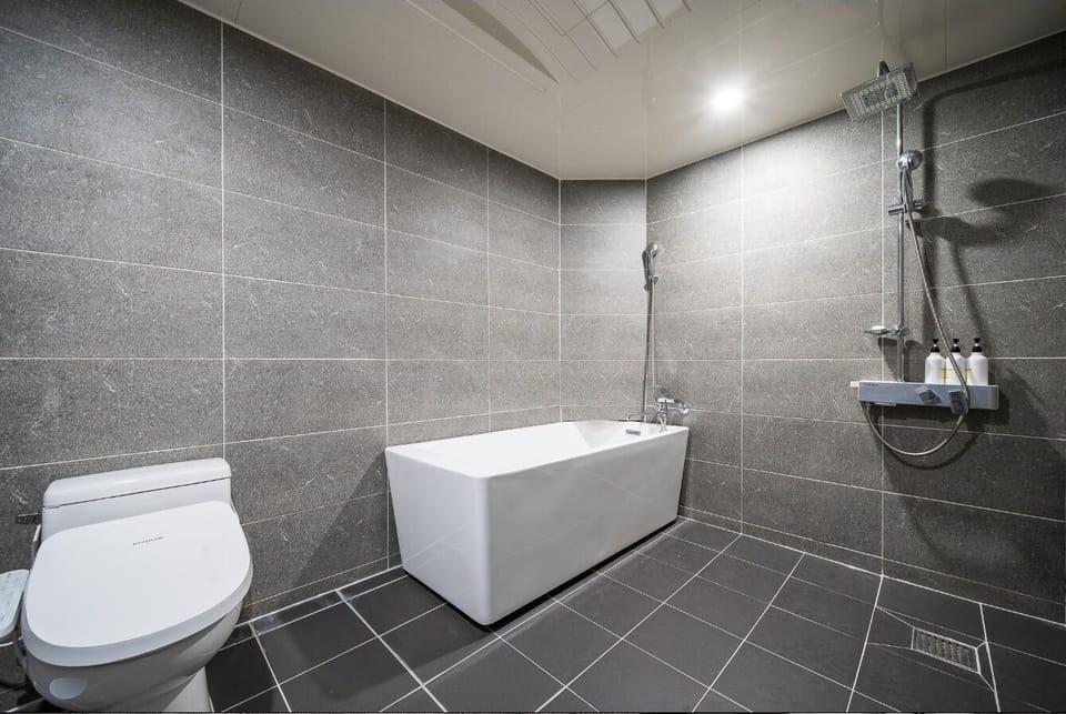 Deluxe Double Room | Bathroom | Hair dryer, slippers, towels, soap