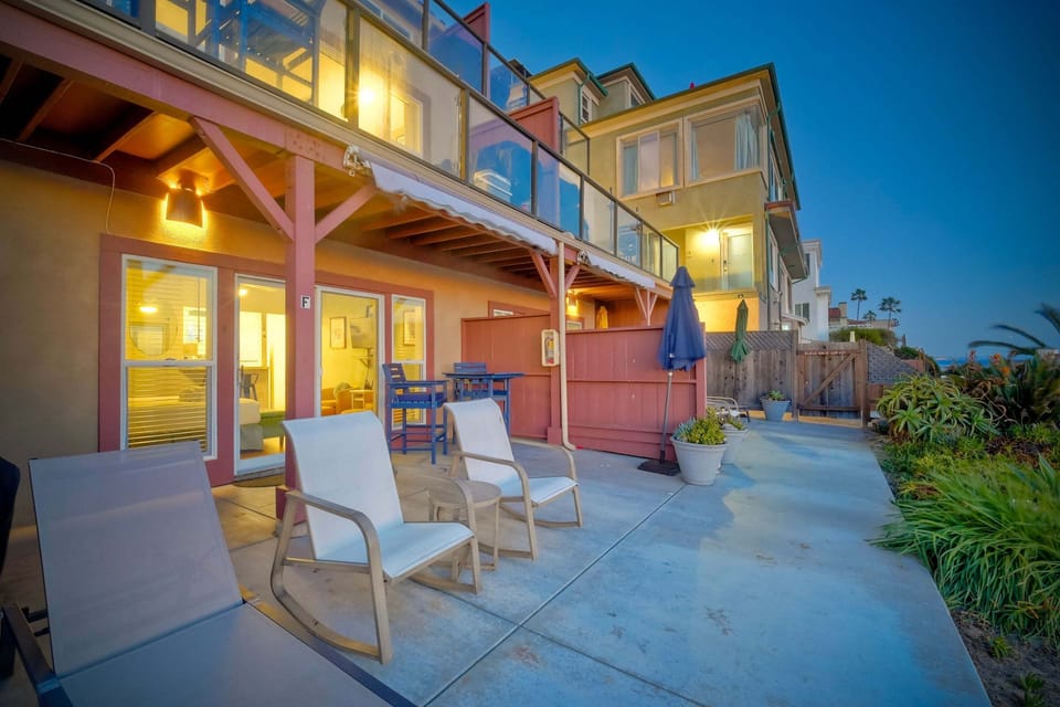 Spacious beachfront patio just steps from the sand