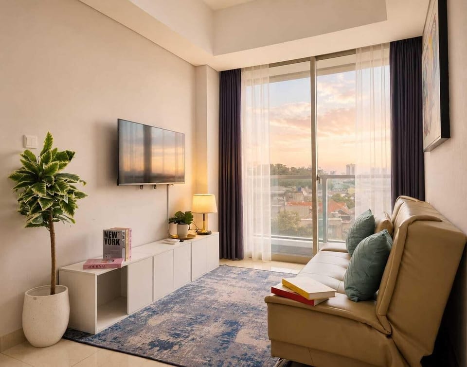 Apartment, 3 Bedrooms, City View | Living area | 43-inch Smart TV with cable channels