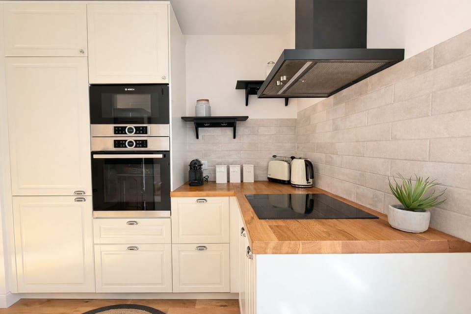 Apartment | Private kitchen | Fridge, microwave, oven, stovetop