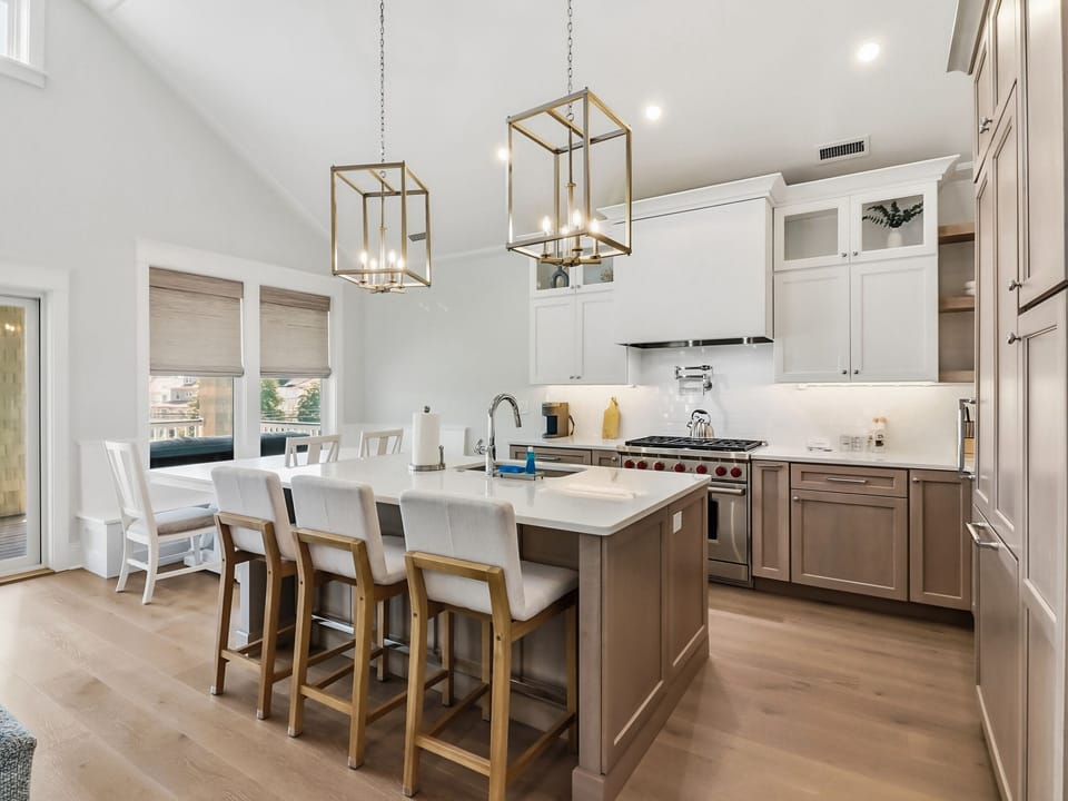 Kitchen island which can seat three