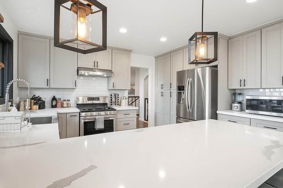 Well-lit kitchen with plenty of counter space