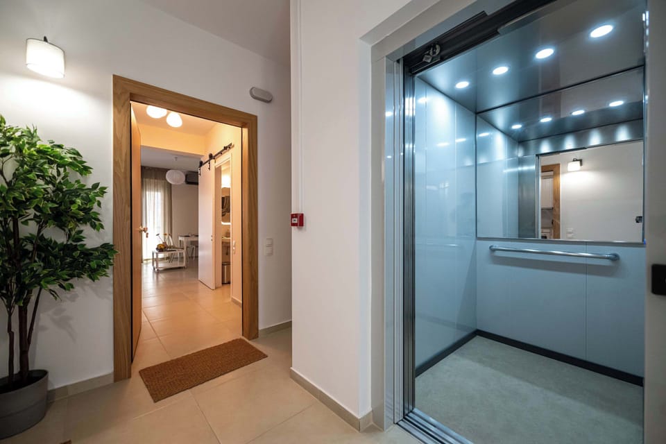 Modern Building Entrance and Elevator Access