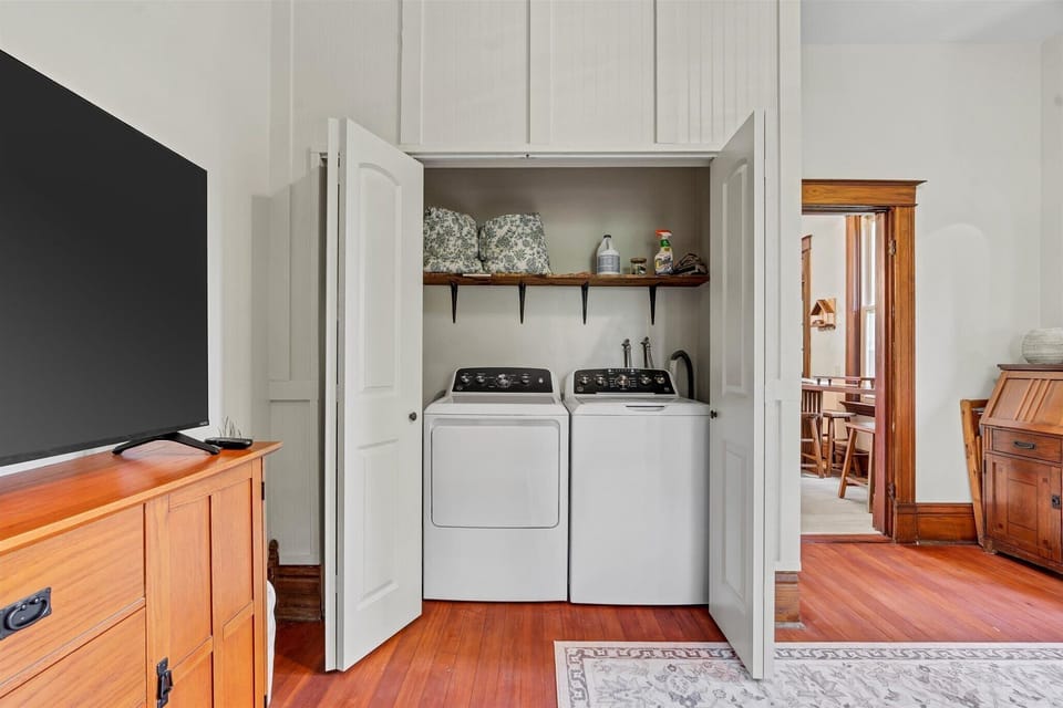 Washer and dryer in the living room