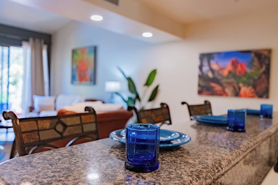 Your spacious kitchen island becomes the heart of your getaway, perfect for morning coffee or evening conversations.