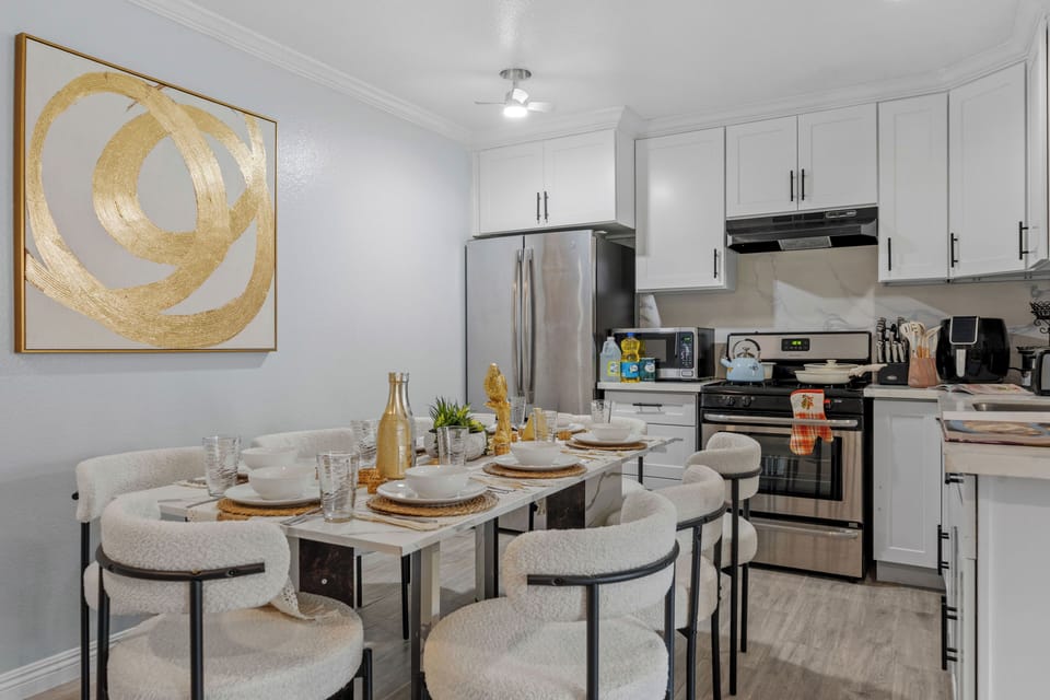 Spacious dining area perfect for meals and gatherings.