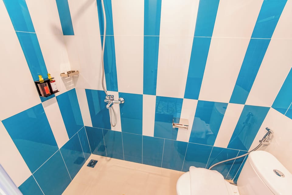 Shower, eco-friendly toiletries, hair dryer, towels