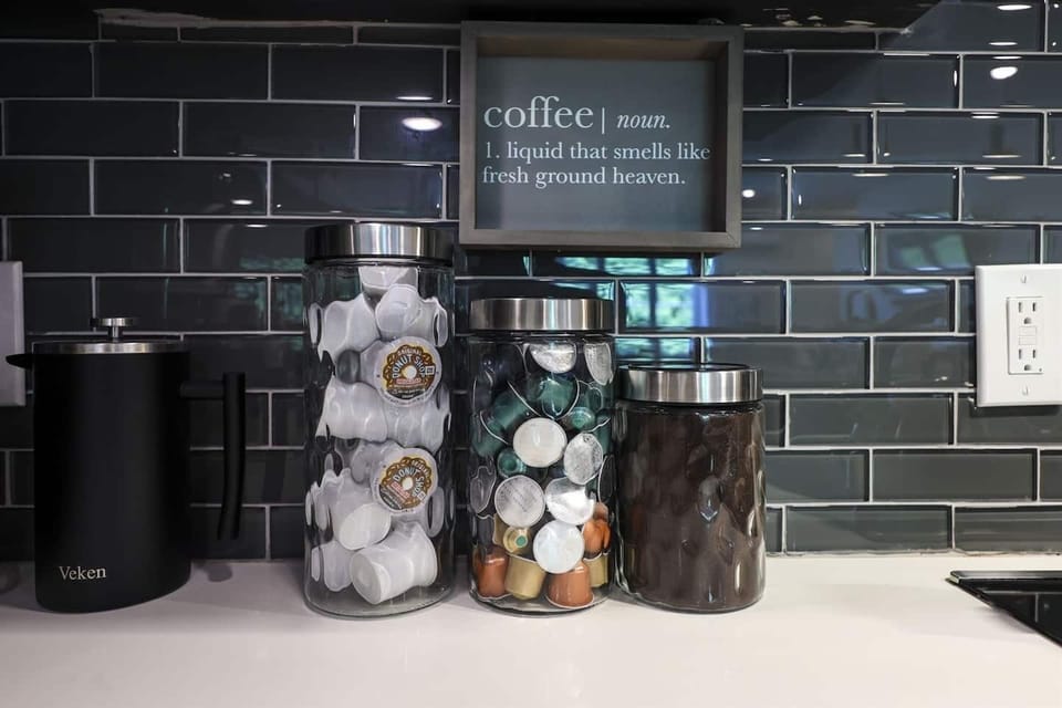 Fully stocked coffee bar