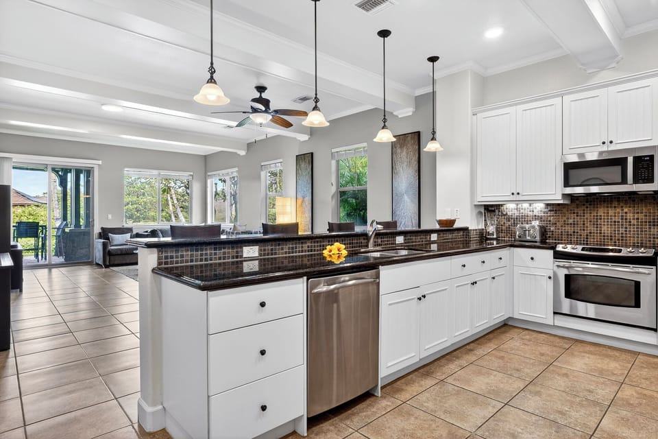 Open concept kitchen makes food prep fun and easy