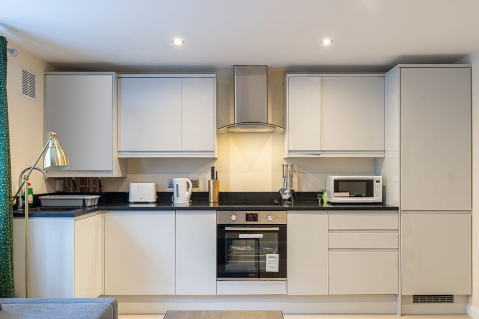 Deluxe Apartment, Ensuite (B) | Private kitchen | Full-size fridge, microwave, oven, stovetop
