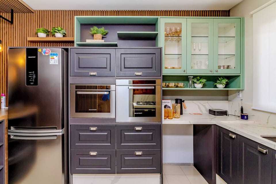 Family Apartment, Kitchen, City View | Private kitchen | Full-size fridge, microwave, stovetop, cookware/dishes/utensils