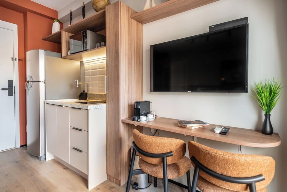 Comfort Apartment, Kitchen, City View | Private kitchen | Full-size fridge, espresso maker, cookware/dishes/utensils