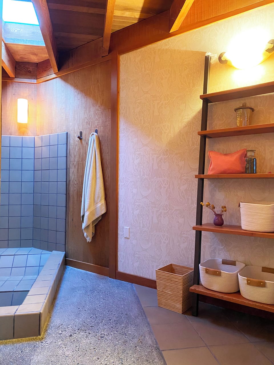 En suite in Primary with a step down shower