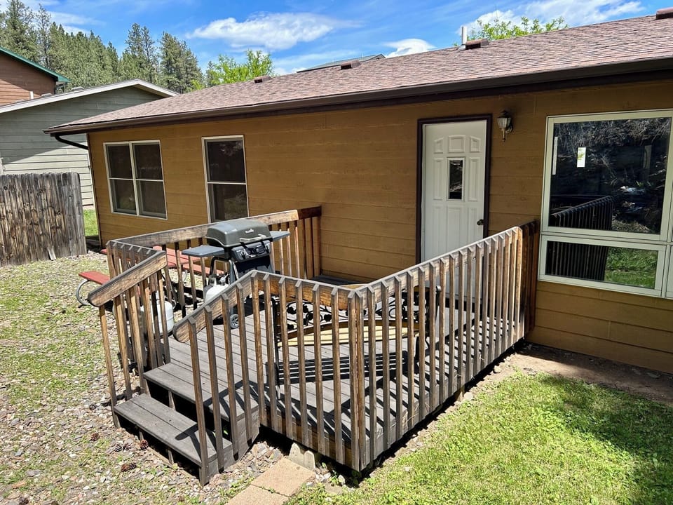 BBQ grill, picnic table and bench