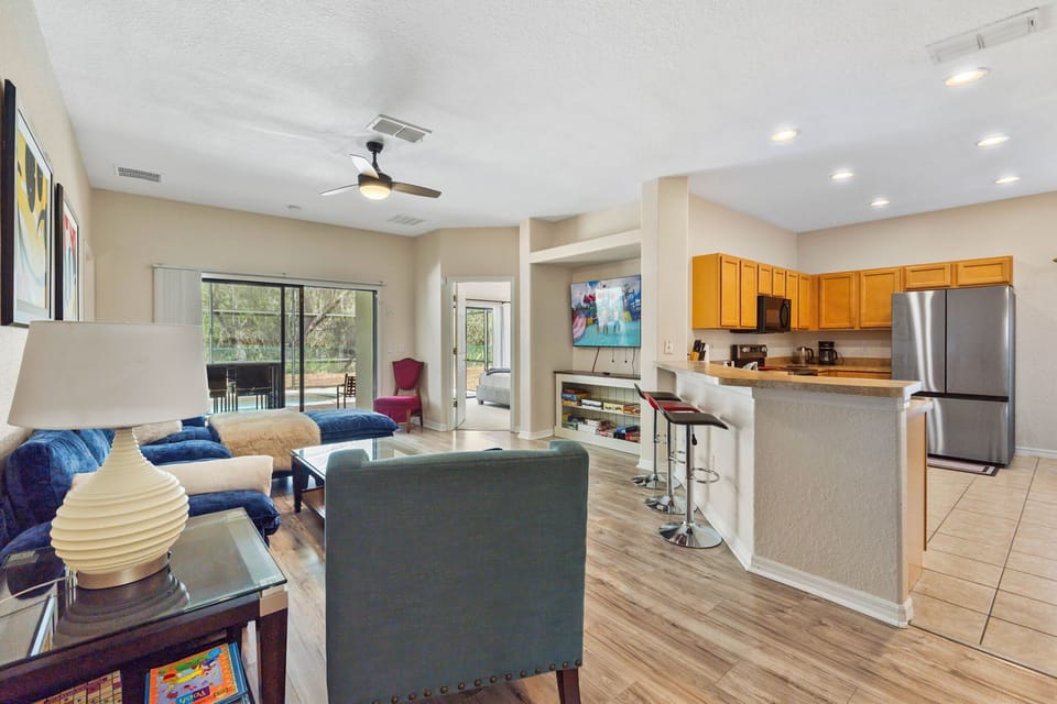 Gather for movie nights, family games, or planning tomorrow’s Orlando adventures.