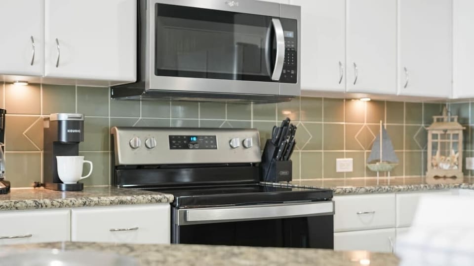 Kitchen with stainless steel appliances