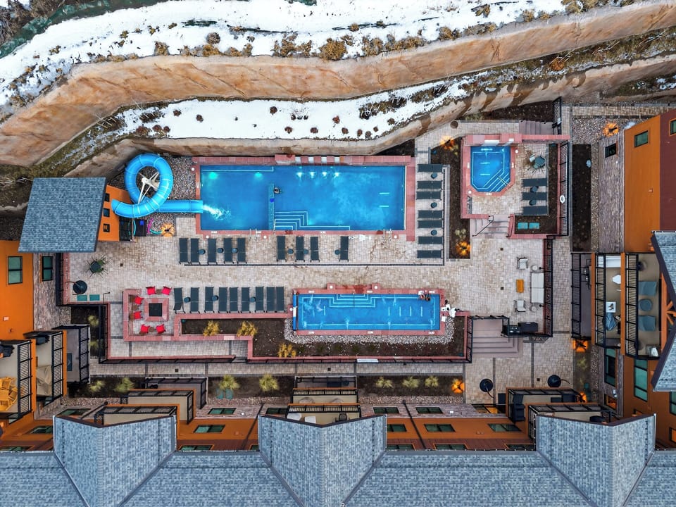 Aerial view of the communal amenities.
