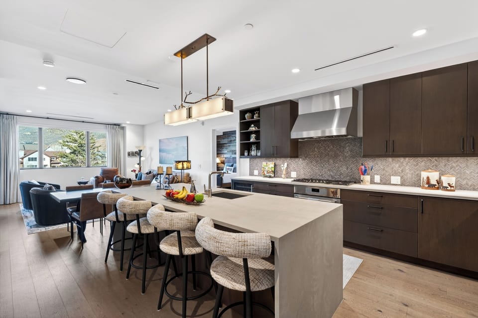 Beautifully designed kitchen with generous prep space and upscale finishes.