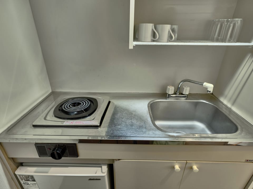 Mini-fridge, microwave
