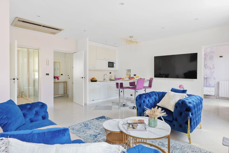 The open-plan living and dining area