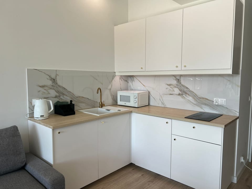 Comfort Studio Suite, Balcony, City View | Private kitchen